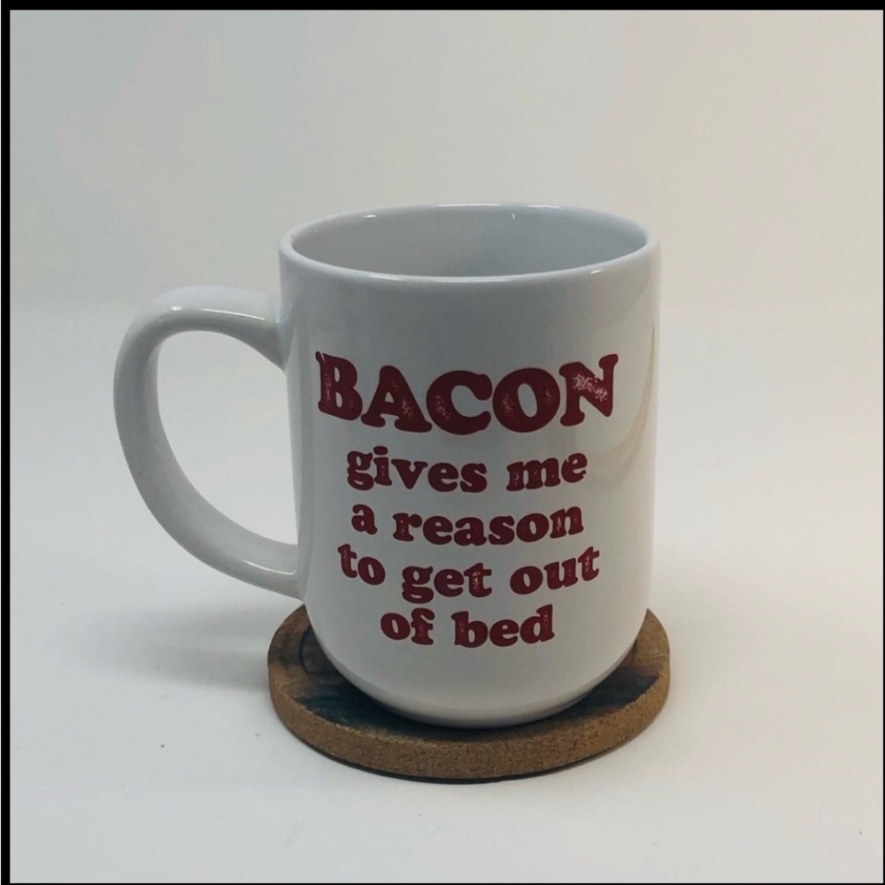 Royal Norfolk White Mug with Red 'Bacon' Slogan